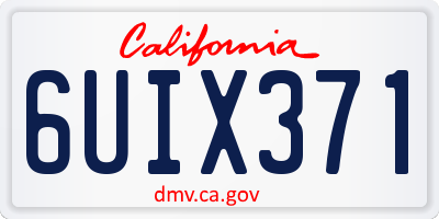 CA license plate 6UIX371