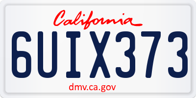 CA license plate 6UIX373
