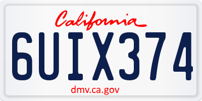 CA license plate 6UIX374