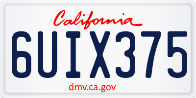 CA license plate 6UIX375