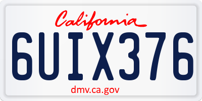 CA license plate 6UIX376