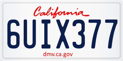 CA license plate 6UIX377