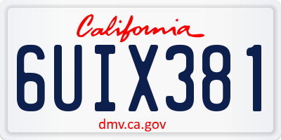 CA license plate 6UIX381
