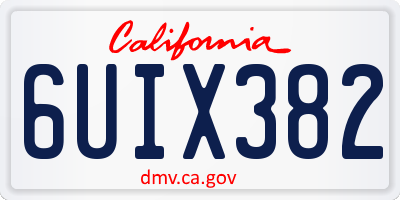 CA license plate 6UIX382