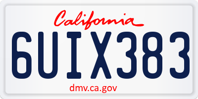 CA license plate 6UIX383
