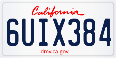 CA license plate 6UIX384