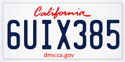 CA license plate 6UIX385