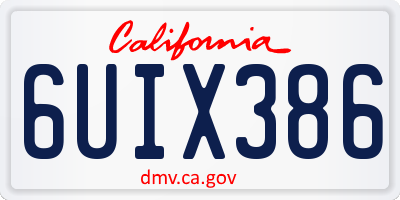 CA license plate 6UIX386