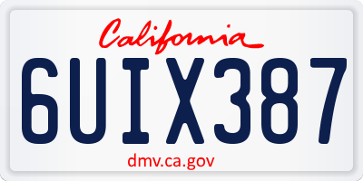 CA license plate 6UIX387