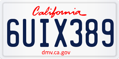 CA license plate 6UIX389