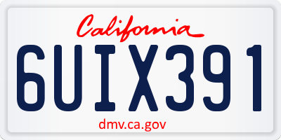 CA license plate 6UIX391