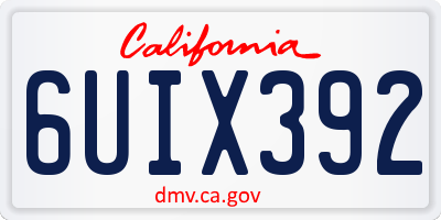 CA license plate 6UIX392