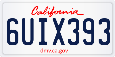 CA license plate 6UIX393