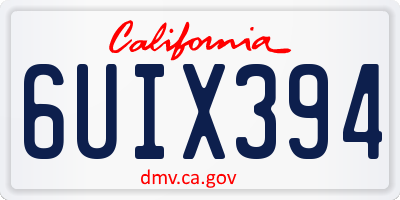CA license plate 6UIX394