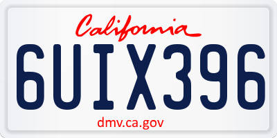 CA license plate 6UIX396