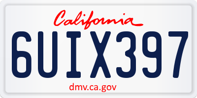CA license plate 6UIX397