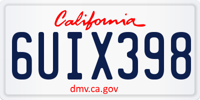 CA license plate 6UIX398