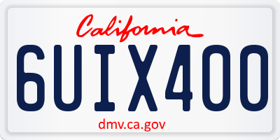 CA license plate 6UIX400