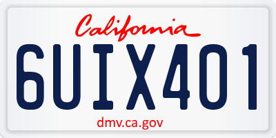 CA license plate 6UIX401
