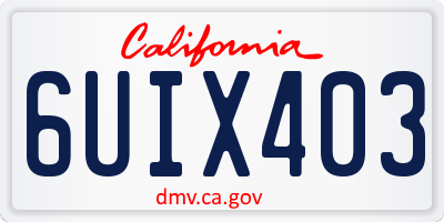CA license plate 6UIX403