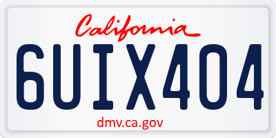 CA license plate 6UIX404