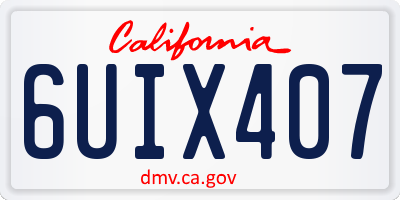 CA license plate 6UIX407