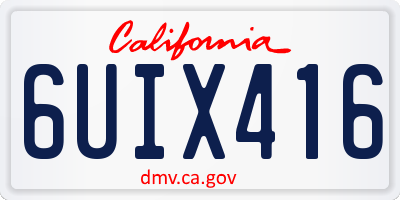 CA license plate 6UIX416