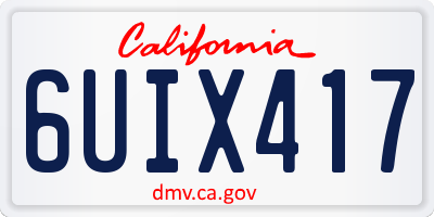 CA license plate 6UIX417