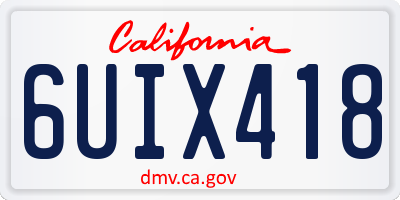 CA license plate 6UIX418