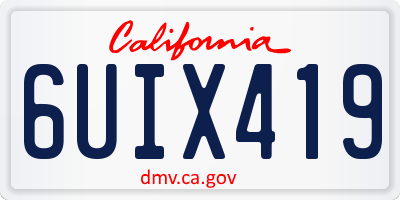 CA license plate 6UIX419