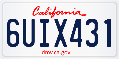 CA license plate 6UIX431