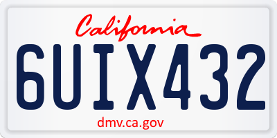 CA license plate 6UIX432