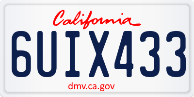 CA license plate 6UIX433