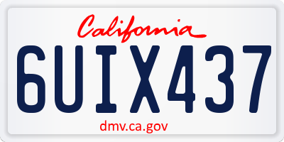 CA license plate 6UIX437