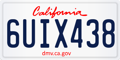 CA license plate 6UIX438
