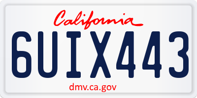CA license plate 6UIX443