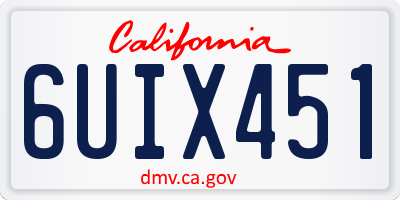 CA license plate 6UIX451