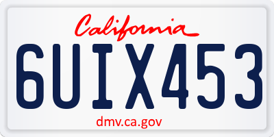 CA license plate 6UIX453