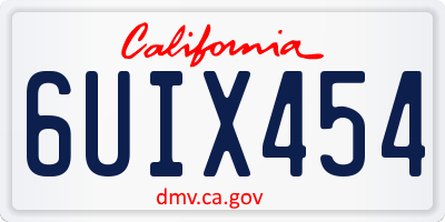 CA license plate 6UIX454