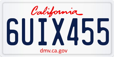 CA license plate 6UIX455