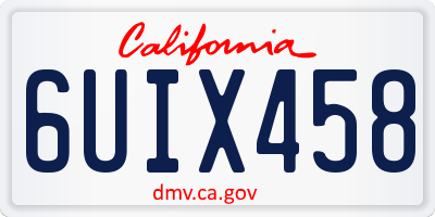 CA license plate 6UIX458