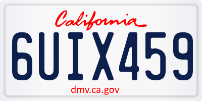 CA license plate 6UIX459