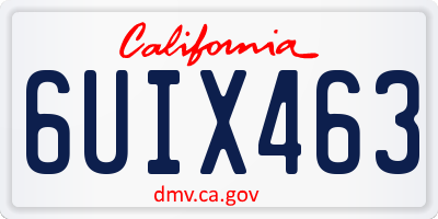 CA license plate 6UIX463
