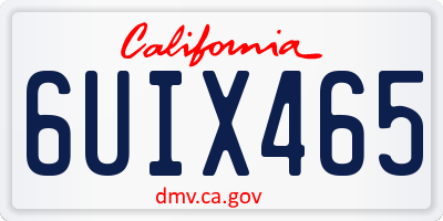 CA license plate 6UIX465