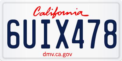 CA license plate 6UIX478