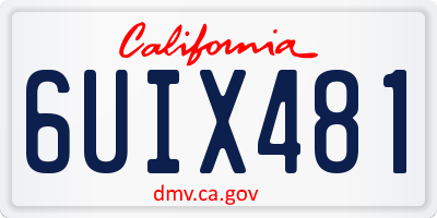 CA license plate 6UIX481