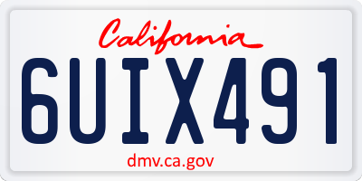 CA license plate 6UIX491