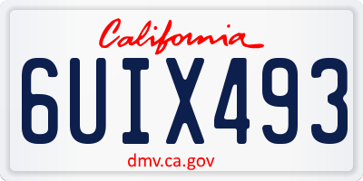 CA license plate 6UIX493