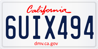 CA license plate 6UIX494