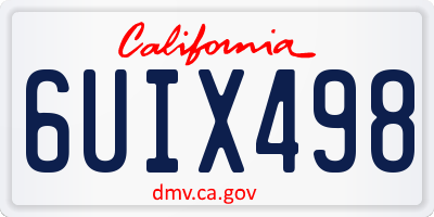 CA license plate 6UIX498
